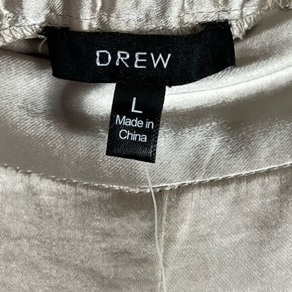 DREW By Anthropologie NWT Eva Wide Leg 90s Party Pants Baggy Satin Champagne L - Picture 8 of 15